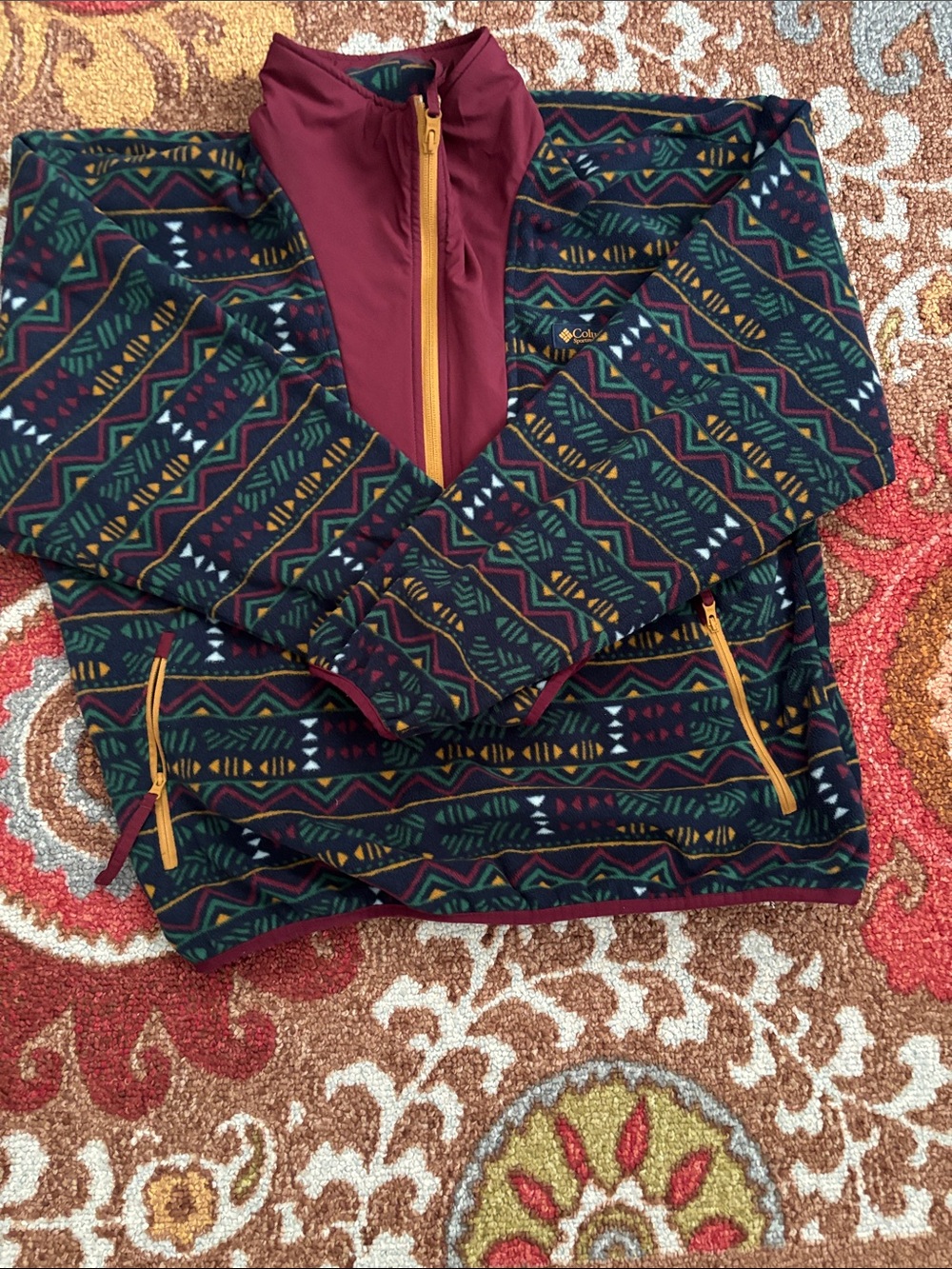 Columbia Navy Geometric Pattern Fleece